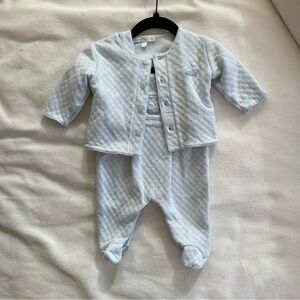 Bebe bombom blue sailboat onesie with matching sweater - matching set 0-3 months